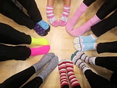 Pupils at Hollingworth Academy rocking their funky socks