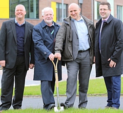 Simon Smith, Managing Director, NU Construction; Councillor Allen Brett, Leader, Rochdale Council; Dr Chris Duffy, Chair of Heywood, Middleton and Rochdale CCG and Wayne Ashton, Head of Strategic Planning, EWH&C