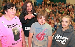 L-R: Sara Carr, Salon Instructor Hayley Poles, Oscar Carr and Millie O’Shea