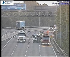 The car overturned on the eastbound carriageway between Rochdale and Middleton