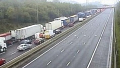 Traffic on the M62 was stopped shortly before 11am between J18 & J19