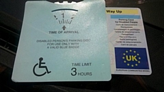 A Blue Badge, used by those with disabilities