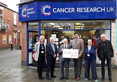 (L-R) Sandra Gregory (Area Manager Cancer Research), Tony Lloyd MP, Billy Sheerin (Mayor of Rochdale), Councillor Faisal Rana, Sherry Blandford (Assistant) and James Bolton (Volunteer)