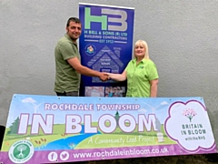 Rochdale in Bloom vice chair, Paul Ellison, with Louise Scott, of H Bell & Sons