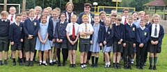 Year 5 pupils at St Peter's RC Primary School in Middleton celebrate the competition win