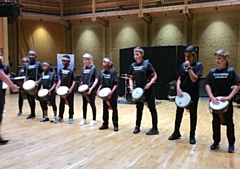 Meanwood Drummers, from Meanwood Primary School perform in the Music for Youth Festival