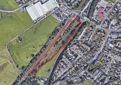 The former railway sidings (marked in red) has been bought by the council