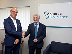 Source BioScience (SBS) commercial director Russell Wheatcroft (left) welcomed Rochdale MP Tony Lloyd (right) to the Kingsway facility 