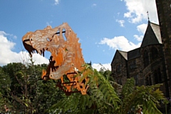 Rochdale town centre Dippy the Dinosaur pop-up garden