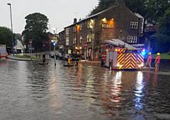 Flooding outside the Tim Bobbin in Milnrow in July 2019