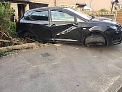 The black Seat Ibiza involved in the collision on Todmorden Road