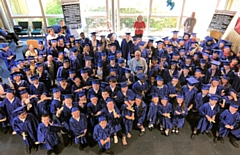 Children from Woodland Community Primary School in Heywood, along with school children from Liverpool with caps and gowns from The Tim Parry Johnathan Ball Peace Foundation