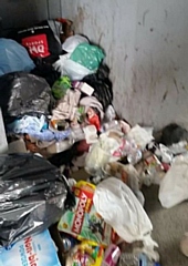 Rubbish left in a stairwell in the Upton building of Freehold