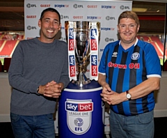 Rochdale AFC fan Mark Wilbraham (right) and Colin Murray, EFL on Quest host