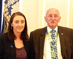 Daniella Freeman, Alzheimers Society with Rochdale Rotary Club’s retiring President Keith Banks