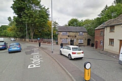 The taxi driver stopped outside the Royds Arms pub on Rooley Moor Road (pictured) to drop off the four suspects