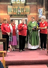 (L-R) Margaret Pickersgill (Heartbeat member), Margaret Mather (Heartbeat Chairperson), Susan Ridgard (Heartbeat Secretary), Revd. Rachel Battershell (Vicar St. Andrews) and Pam Wiseman (Treasurer)