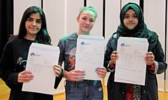 Celebrating a strong set of GCSE results at Matthew Moss (L-R: Shiza, Caitlin and Roshni)