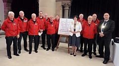 L-R: Mike Porritt, Nigel Hyde, Dr Andrew Taylor, Rick Beswick, Ian Atherton, Dave Allport, Justin Parkinson, Mayor of Oldham, Cllr Ginny Alexander, Peter Hyde, Kelvin Storer, Mick Nield MBE, Mayor’s Consort, Adrian Alexander