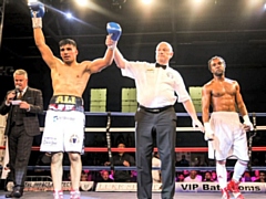 Muhammad Ali wins fifth professional fight against Jordan Grannum at Oldham Leisure Centre