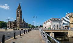 Rochdale town centre on a clear and sunny day