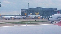 Thomas Cook aeroplanes at Manchester Airport