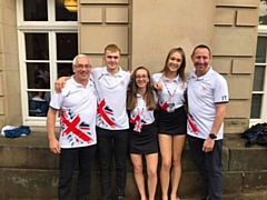 Rochdale Underwater Hockey Club: coach Mick Hyde, Isaac Rhodes-Dawson, Tiegan Alexander, Ella Tomlinson and coach Ian Tait
