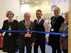 Patricia Dodgeson, Team Lead Living With and Beyond Cancer; the Mayor of Rochdale, Cllr Billy Sheerin; Steve Taylor, Chief Officer Bury and Rochdale Care Organisation; Sharon Lord, Programme Lead; Julie Dawson, Team Lead Self Management Service