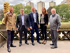 L-R: Rochdale’s Business Improvement District Manager Paul Ambrose, judges from the Great British High Street Awards and council leader Allen Brett