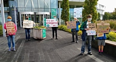 Extinction Rebellion Rochdale outside Number One Riverside