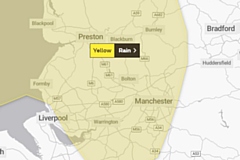 Yellow rain warning affecting the North West 