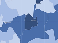 Public Health England map showing Heywood Town (central Heywood) in dark blue