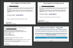 The scams ask drivers to verify their driving licence details, offer vehicle tax refunds, highlight a failed vehicle tax payment and ask for bank details