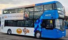 The branded Once Upon A Smile Diamond North West bus