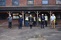 Staff and students outside the new training centre