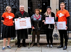 Tony Lloyd, MP for Rochdale, joined the MS Society on the steps of 10 Downing Street 