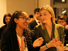 Georgia Jones (right) at the Model European Parliament (MEP) conference in Malta