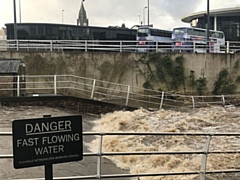 The Roch looking high in Rochdale town centre (pictured early February)