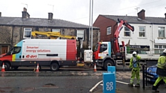 E-on installing a reinforced column to house the new CCTV camera system