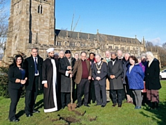 Mayor Billy Sheerin took part in a tree planting at St Chad's Parish Church for Reverend Mark Coleman's retirement