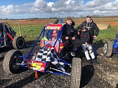 Mason Rand (centre) with two other Leewood junior racers