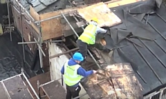 Repairing the roof of Hopwood Hall