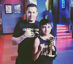 Queensway ABC boxer Ibrahim ‘Ibby’ Malik with coach David Hodkinson