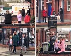 Neighbours in Meanwood sing happy birthday to Tia aged 12 on 1 April