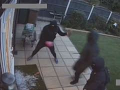 A still from the CCTV footage of the three offenders breaking into a property on Boardman Fold Road in Middleton