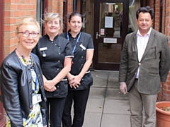 L-R Councillor Pat Dale, assistant cabinet member for adult care; Sharon Whitbread, manager Lakeside Care Home; Donna Tucker, deputy manager Lakeside Care Home; Councillor Iftikhar Ahmed, cabinet member for adult care