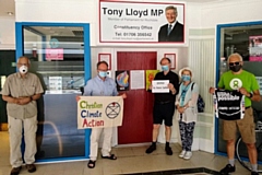 Extinction Rebellion Rochdale protesters at Tony Lloyd MP's office in Rochdale town centre