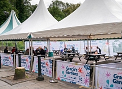 Packer Street in Rochdale town centre has been transformed into a pedestrianised outdoor dining area