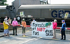 Extinction Rebellion Rochdale supporters at Smithy Bridge railway station