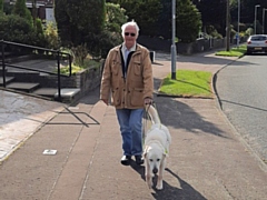 Frank Salt with guide dog Lewis who is retiring